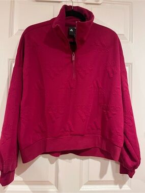adidas Women's Zip-Neck Pullover Sweatshirt in Magenta